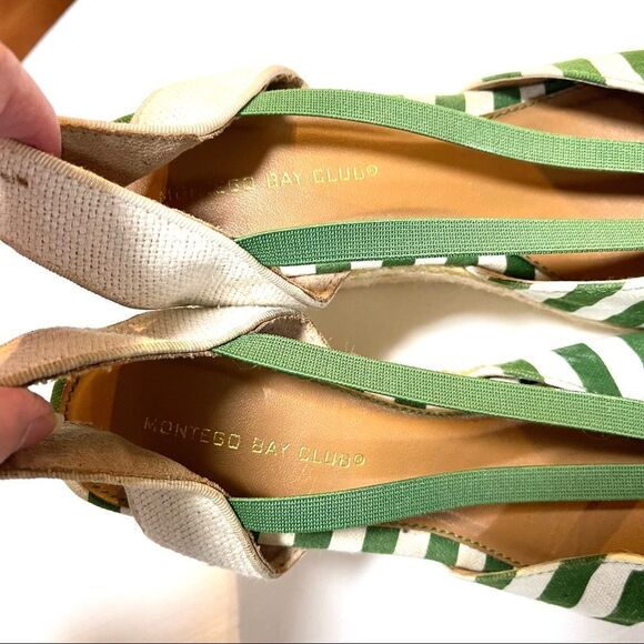 Montegro Bay Club green stripe espadrilles sandals - Picture 3 of 8